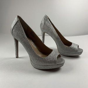 Thalia Sodi Lenna SY106-7TH Pumps Women's 6.5M Silver Beaded Stiletto Heel‎ 8055